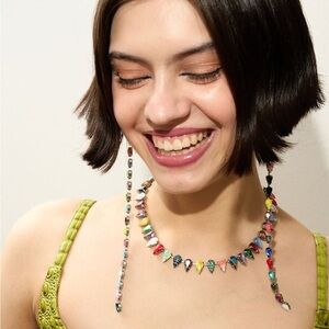 MIA VESPER / VESPER OBSCURA - long spangle dangle earrings - multi color fang
